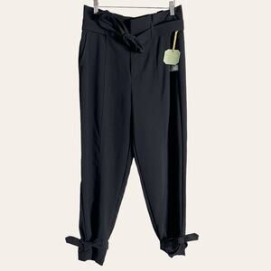 Ryegrass Black Paperbag Tie Waist Belted Trouser Pants Size 10